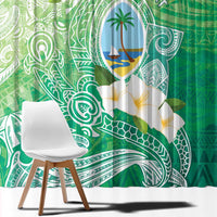 Hafa Adai Guam Chamorro Personalized Window Curtain Summer Green Latte Stone with Guasali - Polynesian Pride
