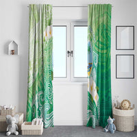 Hafa Adai Guam Chamorro Personalized Window Curtain Summer Green Latte Stone with Guasali - Polynesian Pride