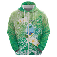 Hafa Adai Guam Chamorro Personalized Zip Hoodie Summer Green Latte Stone with Guasali - Polynesian Pride