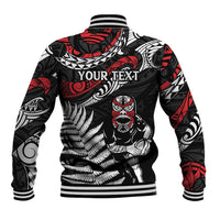 New Zealand Maori Rugby Personalised Baseball Jacket Ta Moko Silver Fern