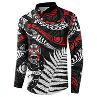 New Zealand Maori Rugby Personalised Button Sweatshirt Ta Moko Silver Fern