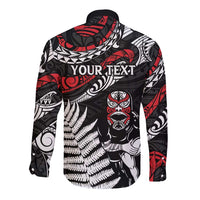 New Zealand Maori Rugby Personalised Long Sleeve Button Shirt Ta Moko Silver Fern