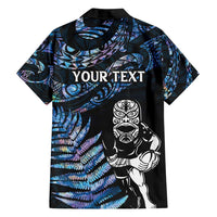 New Zealand Maori Rugby Personalised Family Matching Summer Maxi Dress and Hawaiian Shirt Ta Moko Silver Fern - Paua Blue