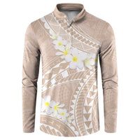 Polynesian Vintage Floral Button Sweatshirt Beige Motifs - Polynesian Pride