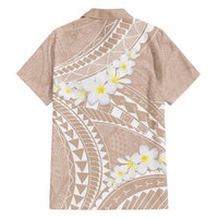Polynesian Vintage Floral Family Matching Puletasi and Hawaiian Shirt Beige Motifs - Polynesian Pride