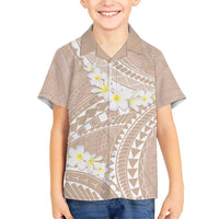Polynesian Vintage Floral Family Matching Short Sleeve Bodycon Dress and Hawaiian Shirt Beige Motifs - Polynesian Pride