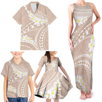 Polynesian Vintage Floral Family Matching Tank Maxi Dress and Hawaiian Shirt Beige Motifs - Polynesian Pride