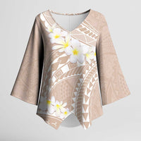 Polynesian Vintage Floral Kimono Sleeve Blouse Beige Motifs - Polynesian Pride