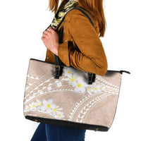 Polynesian Vintage Floral Leather Tote Bag Beige Motifs LT7 Beige - Polynesian Pride