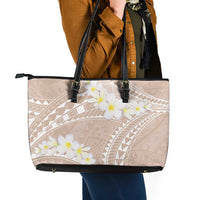 Polynesian Vintage Floral Leather Tote Bag Beige Motifs LT7 - Polynesian Pride