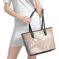 Polynesian Vintage Floral Leather Tote Bag Beige Motifs LT7 - Polynesian Pride
