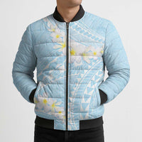 Polynesian Vintage Floral Bomber Puffer Jacket Azure Motifs - Polynesian Pride