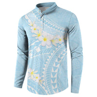 Polynesian Vintage Floral Button Sweatshirt Azure Motifs - Polynesian Pride