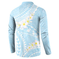 Polynesian Vintage Floral Button Sweatshirt Azure Motifs - Polynesian Pride