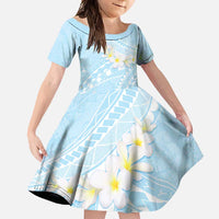 Polynesian Vintage Floral Family Matching Mermaid Dress and Hawaiian Shirt Azure Motifs LT7 Daughter's Dress Azure - Polynesian Pride