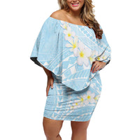 Polynesian Vintage Floral Family Matching Off Shoulder Short Dress and Hawaiian Shirt Azure Motifs - Polynesian Pride