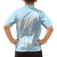 Polynesian Vintage Floral Family Matching Short Sleeve Bodycon Dress and Hawaiian Shirt Azure Motifs LT7 - Polynesian Pride