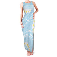 Polynesian Vintage Floral Family Matching Tank Maxi Dress and Hawaiian Shirt Azure Motifs - Polynesian Pride