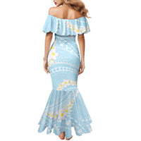 Polynesian Vintage Floral Mermaid Dress Azure Motifs - Polynesian Pride
