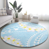 Polynesian Vintage Floral Round Carpet Azure Motifs - Polynesian Pride