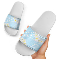 Polynesian Vintage Floral Slide Sandals Azure Motifs - Polynesian Pride