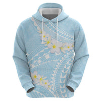 Polynesian Vintage Floral Zip Hoodie Azure Motifs - Polynesian Pride