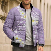 Polynesian Vintage Floral Bomber Puffer Jacket Lavender Motifs - Polynesian Pride