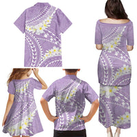 Polynesian Vintage Floral Family Matching Puletasi and Hawaiian Shirt Lavender Motifs - Polynesian Pride