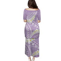 Polynesian Vintage Floral Family Matching Puletasi and Hawaiian Shirt Lavender Motifs - Polynesian Pride