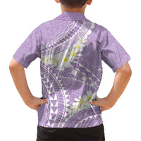 Polynesian Vintage Floral Family Matching Short Sleeve Bodycon Dress and Hawaiian Shirt Lavender Motifs - Polynesian Pride