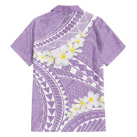 Polynesian Vintage Floral Family Matching Short Sleeve Bodycon Dress and Hawaiian Shirt Lavender Motifs - Polynesian Pride