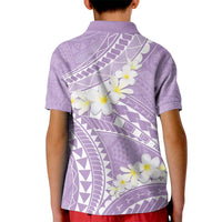 Polynesian Vintage Floral Kid Polo Shirt Lavender Motifs - Polynesian Pride