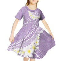 Polynesian Vintage Floral Kid Short Sleeve Dress Lavender Motifs - Polynesian Pride