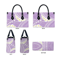 Polynesian Vintage Floral Leather Bag Lavender Motifs - Polynesian Pride