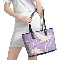 Polynesian Vintage Floral Leather Tote Bag Lavender Motifs LT7 - Polynesian Pride