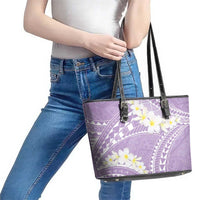 Polynesian Vintage Floral Leather Tote Bag Lavender Motifs LT7 - Polynesian Pride