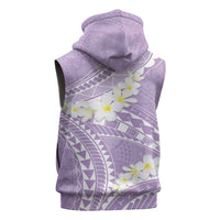 Polynesian Vintage Floral Sleeveless Zip Hoodie Lavender Motifs LT7 - Polynesian Pride