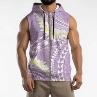 Polynesian Vintage Floral Sleeveless Zip Hoodie Lavender Motifs LT7 - Polynesian Pride