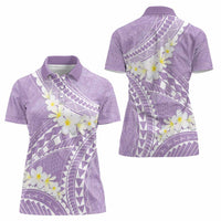 Polynesian Vintage Floral Women Polo Shirt Lavender Motifs - Polynesian Pride