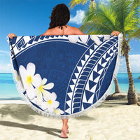 Polynesian Vintage Floral Beach Blanket Navy Blue Motifs - Polynesian Pride