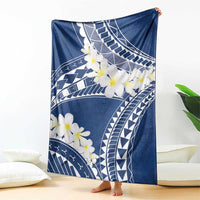 Polynesian Vintage Floral Blanket Navy Blue Motifs - Polynesian Pride