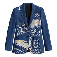 Polynesian Vintage Floral Blazer Navy Blue Motifs - Polynesian Pride