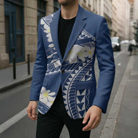 Polynesian Vintage Floral Blazer Navy Blue Motifs - Polynesian Pride