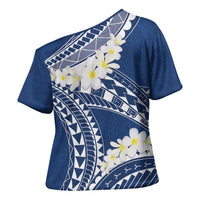 Polynesian Vintage Floral Cross Shoulder Shirt Navy Blue Motifs - Polynesian Pride