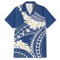 Polynesian Vintage Floral Family Matching Off The Shoulder Long Sleeve Dress and Hawaiian Shirt Navy Blue Motifs LT7 Dad's Shirt - Short Sleeve Navy Blue - Polynesian Pride
