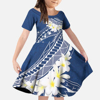 Polynesian Vintage Floral Family Matching Summer Maxi Dress and Hawaiian Shirt Navy Blue Motifs LT7 Daughter's Dress Navy Blue - Polynesian Pride