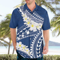 Polynesian Vintage Floral Hawaiian Shirt Navy Blue Motifs - Polynesian Pride