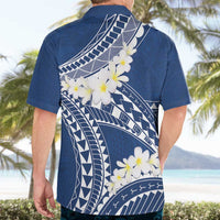 Polynesian Vintage Floral Hawaiian Shirt Navy Blue Motifs - Polynesian Pride