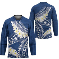 Polynesian Vintage Floral Hockey Jersey Navy Blue Motifs - Polynesian Pride