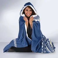 Polynesian Vintage Floral Hooded Blanket Navy Blue Motifs - Polynesian Pride